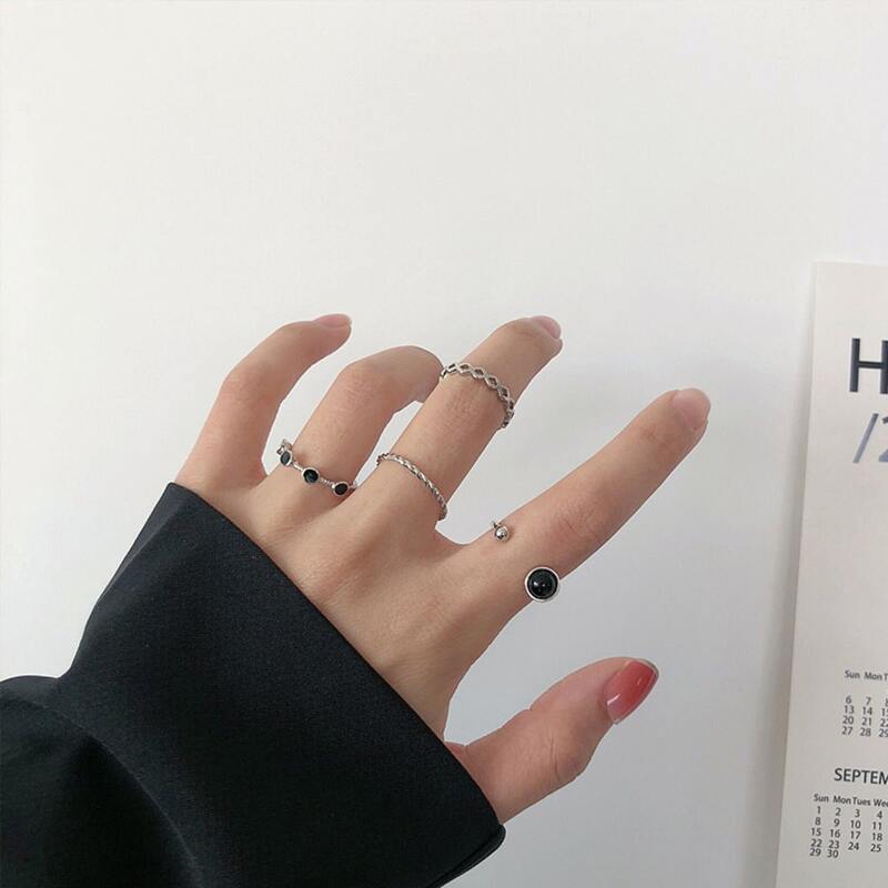 

4pcs Geo Decor Ring, Silver