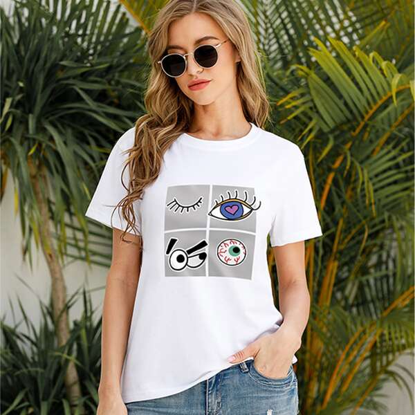 

Cartoon Graphic Crew Neck Tee, White