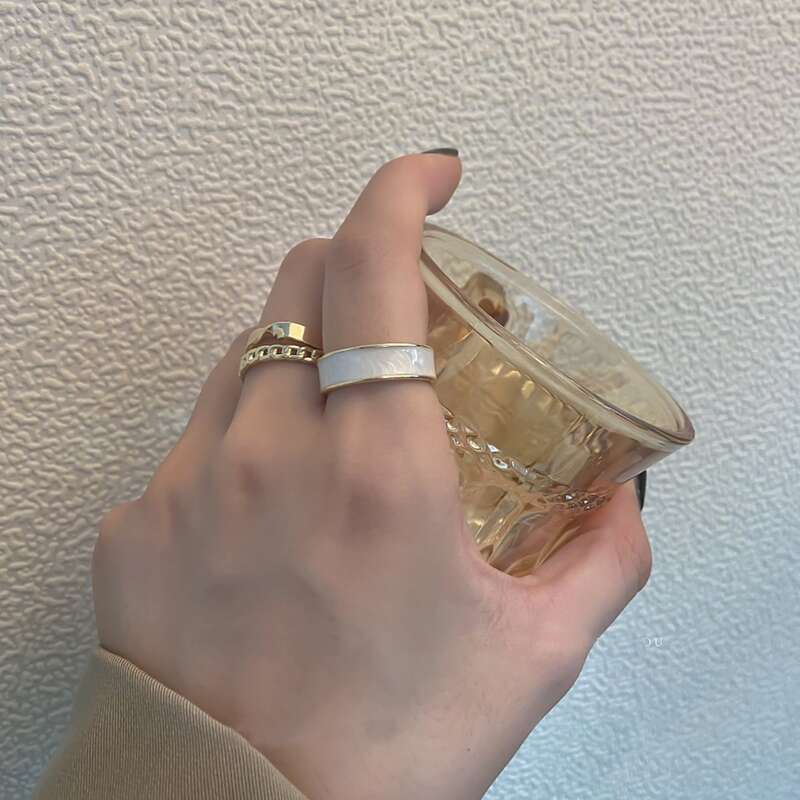 

3pcs Chain Design Ring, Gold