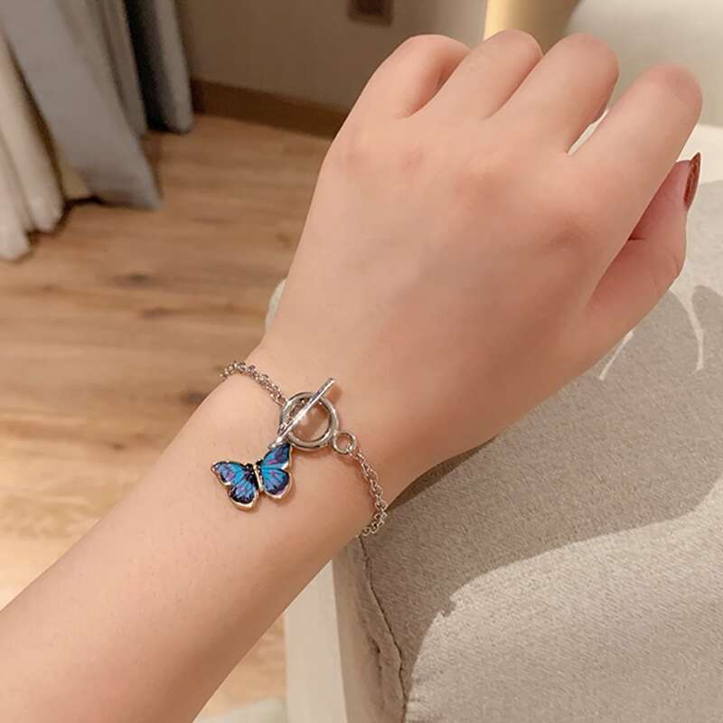 

Butterfly Charm Chain Bracelet, Royal blue