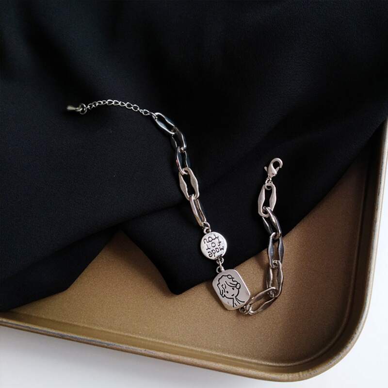 

Figure Engraved Chain Bracelet, Silver