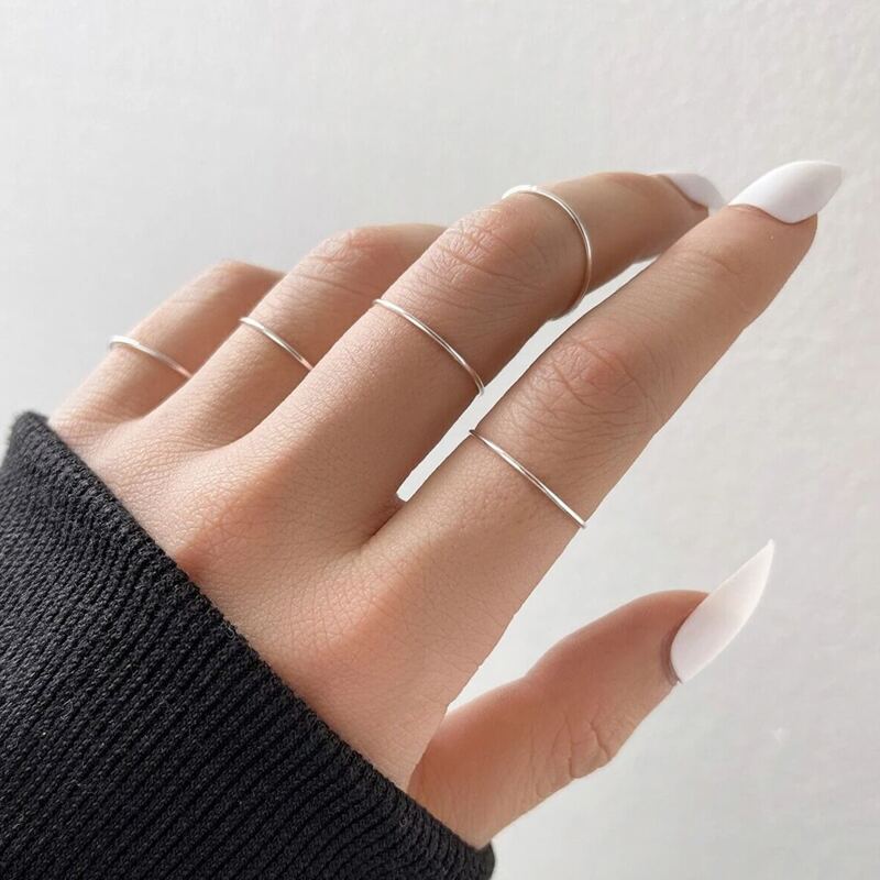 

5pcs Minimalist Ring, Silver