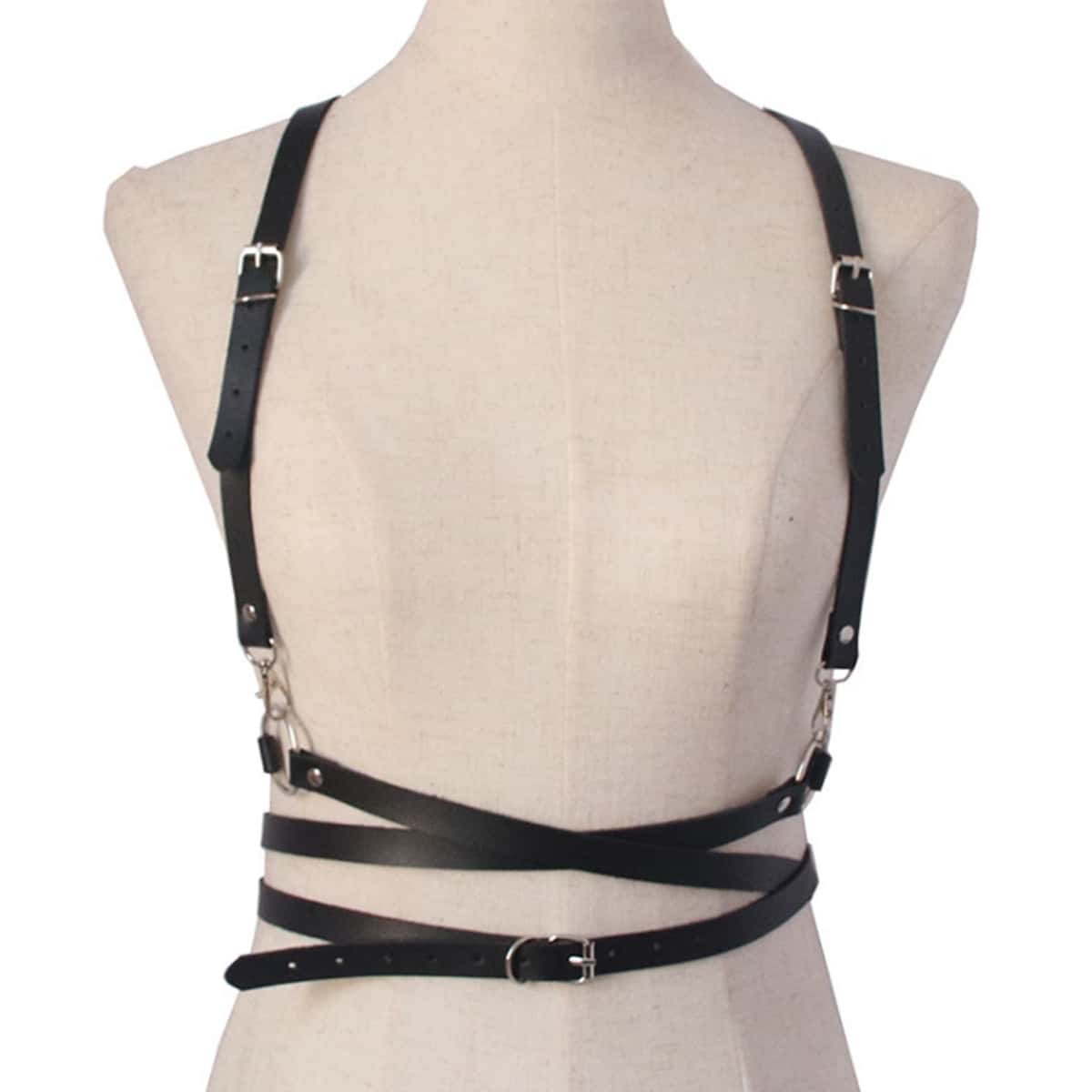 

Metal Buckle Harness Belt, Black