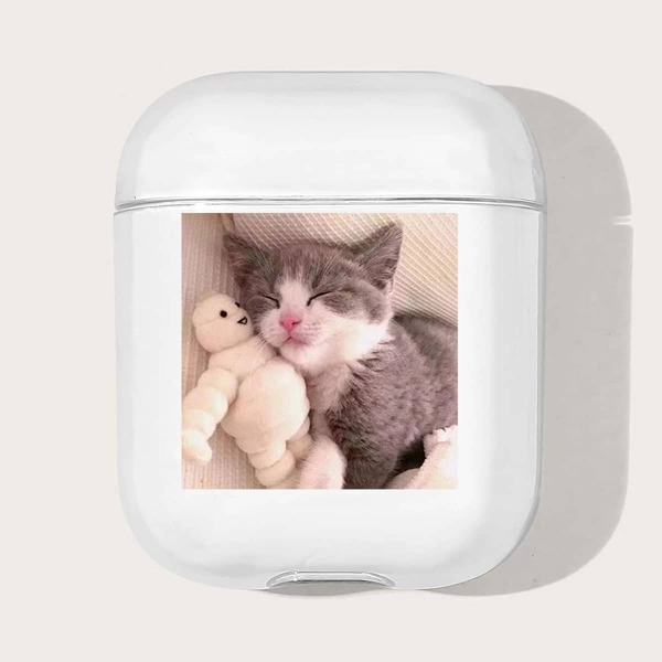 

Cat Print Case For Airpods, Clear