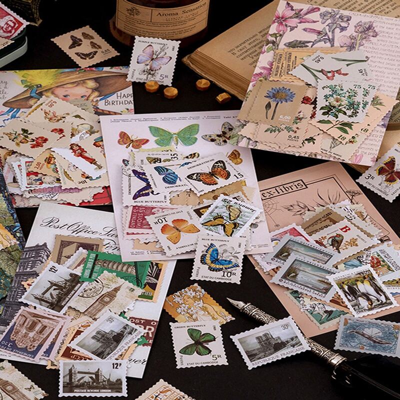 

46pcs Vintage Sticker, Multicolor