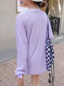 DAZY Áo thun Lá thư Giải trí - Màu Lilac Tím - Xem 2