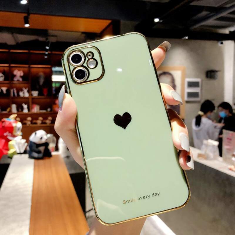 

Contrast Frame Heart Phone Case, Mint green