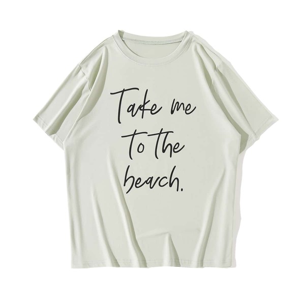 

Plus Slogan Graphic Short Sleeve Tee, Mint green