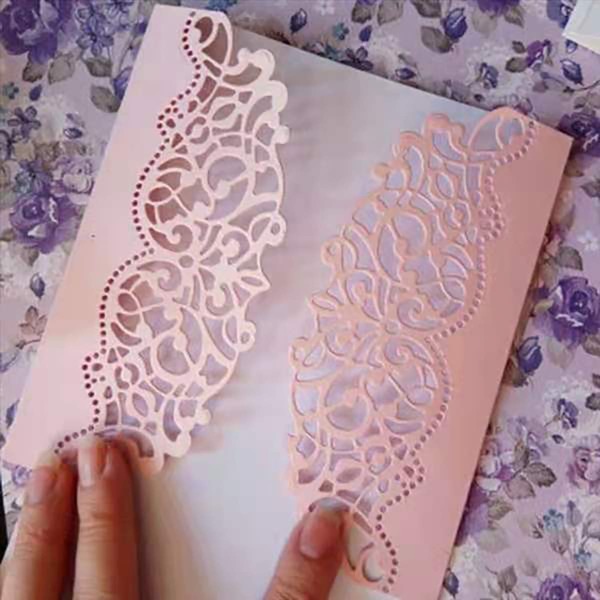 

1set Hollow Invitation Card, Pink