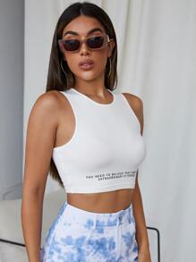 Muchica Áo hai dây Slogan Giải trí - trắng - Xem 3