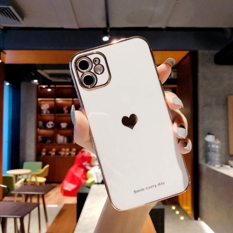 

Contrast Frame Heart Phone Case, White
