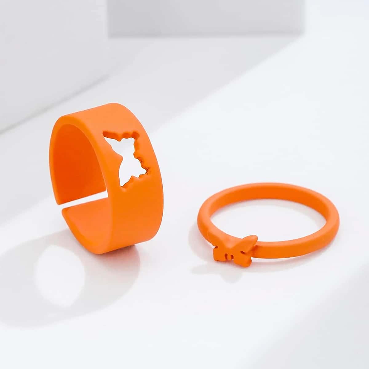 

2pcs Butterfly Decor Ring, Orange