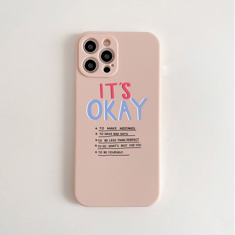 

Slogan Graphic Phone Case, Dusty pink
