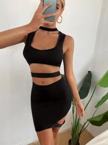 SHEIN SXY Cut Out Bodycon Dress - Black - View 4