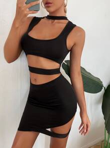 SHEIN SXY Cut Out Bodycon Dress - Black - View 5