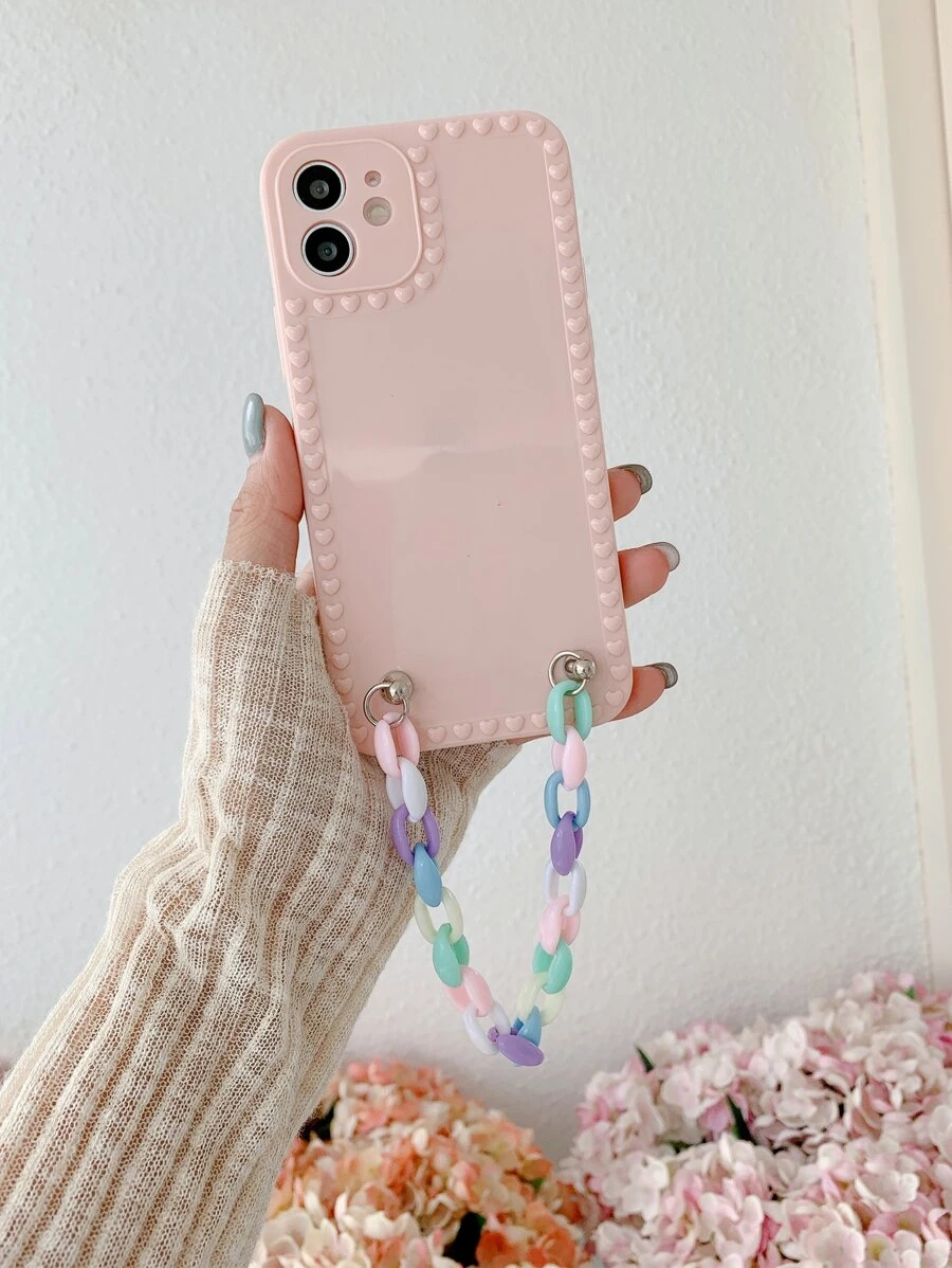 Hand Strap Phone Case - Pink - View 1
