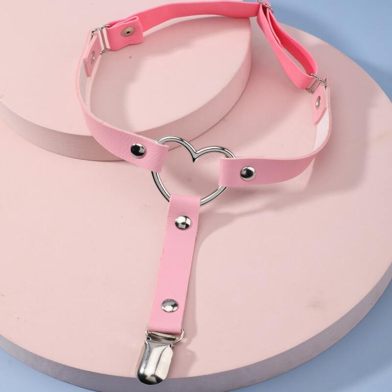 

Heart Decor Garter Belt, Pink