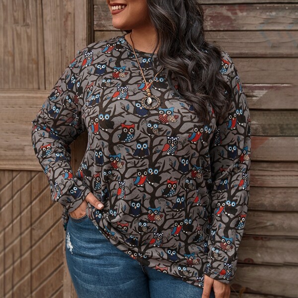 

Plus Allover Print Tee, Grey