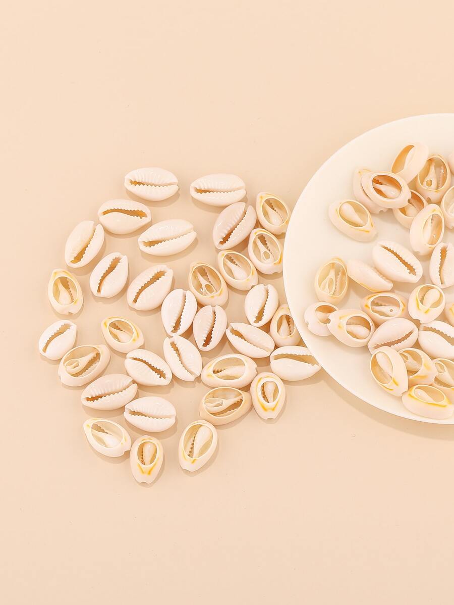 1 gói Màu sắc tùy ý & Tự nhiên Vỏ sò DIY Làm đồ trang sức Phụ kiện Không có Hố - Màu be - Xem 1