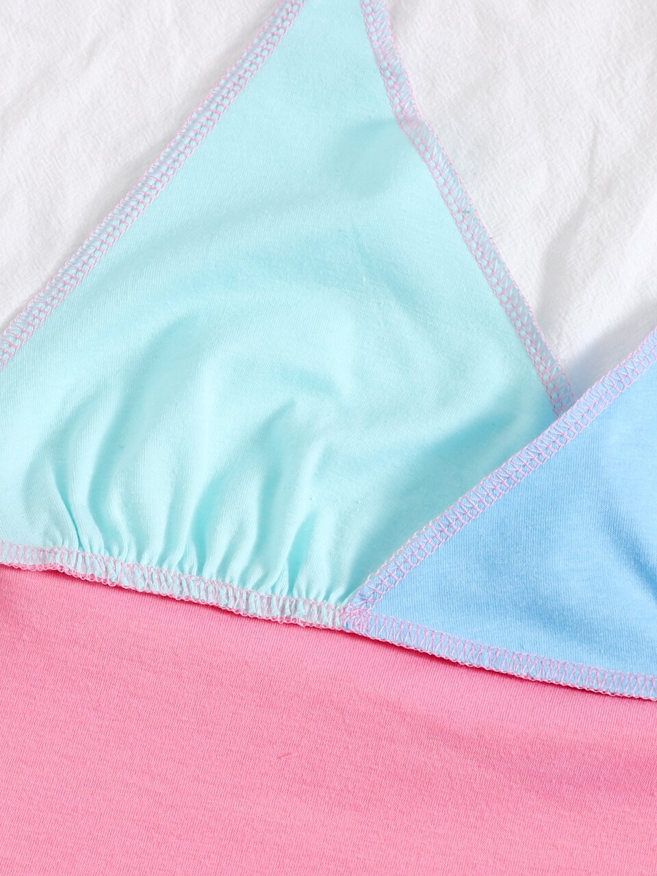 Self Tie Backless Colorblock Halter Top
