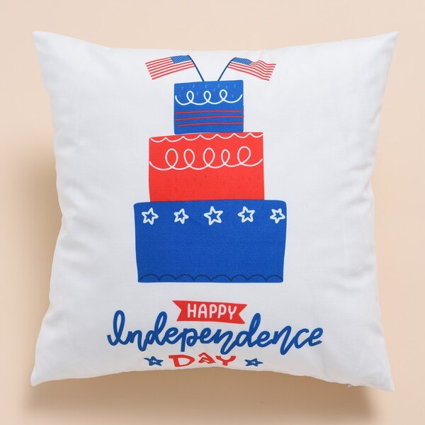 

Slogan Graphic Independence Day Cushion Cover Without Filler, Multicolor