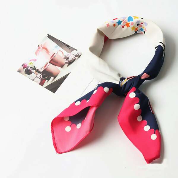 

Heart Print Bandana, Navy blue