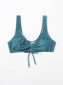波卡圓點抽繩比基尼泳裝上衣