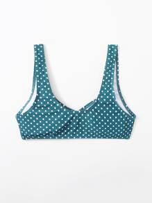 波卡圓點抽繩比基尼泳裝上衣