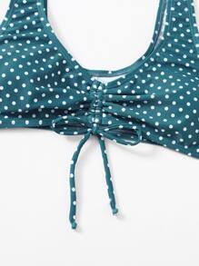 波卡圓點抽繩比基尼泳裝上衣