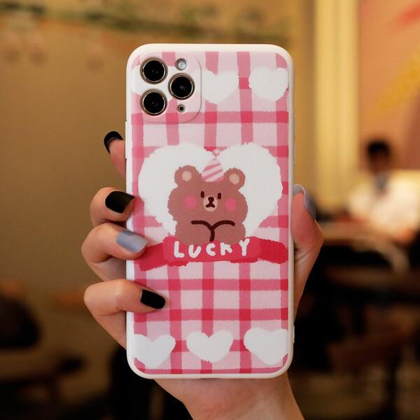 

Cartoon Bear Plaid Phone Case, Multicolor