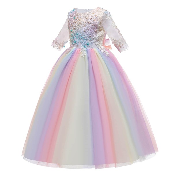 

Girls Pearls Appliques Ombre Tutu Dress, Multicolor