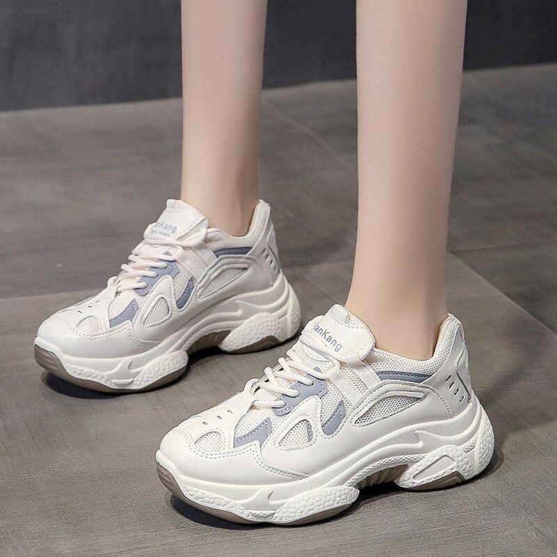 

Lace-up Front Chunky Sneakers, Beige