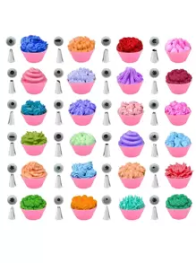 24 Piezas Juego De Boquillas Para Tuberías, Boquillas De Acero Inoxidable Para Repostería - Plateado - Ver 1