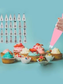 24 Piezas Juego De Boquillas Para Tuberías, Boquillas De Acero Inoxidable Para Repostería - Plateado - Ver 3