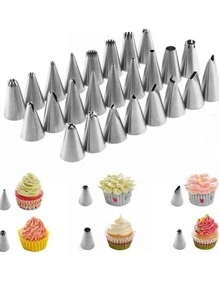 24 Piezas Juego De Boquillas Para Tuberías, Boquillas De Acero Inoxidable Para Repostería - Plateado - Ver 4