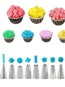 24 Piezas Juego De Boquillas Para Tuberías, Boquillas De Acero Inoxidable Para Repostería - Plateado - Ver 5