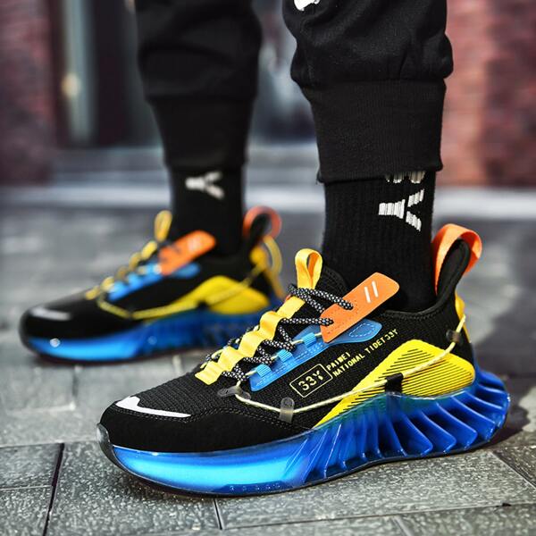 

Men Letter Graphic Lace Up Front Sneakers, Multicolor