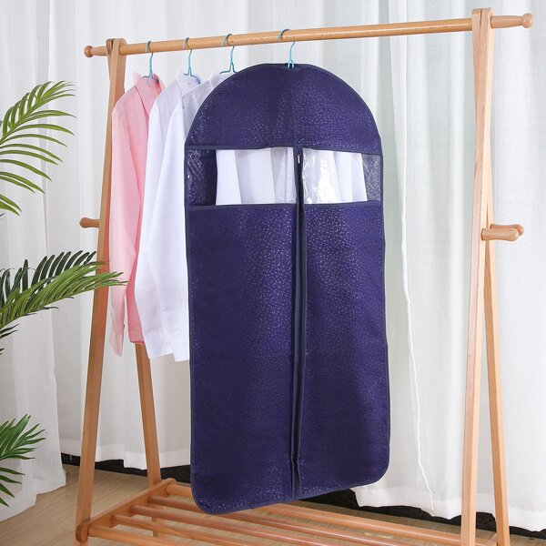 

1pc Plain Clothes Dust Cover, Navy blue