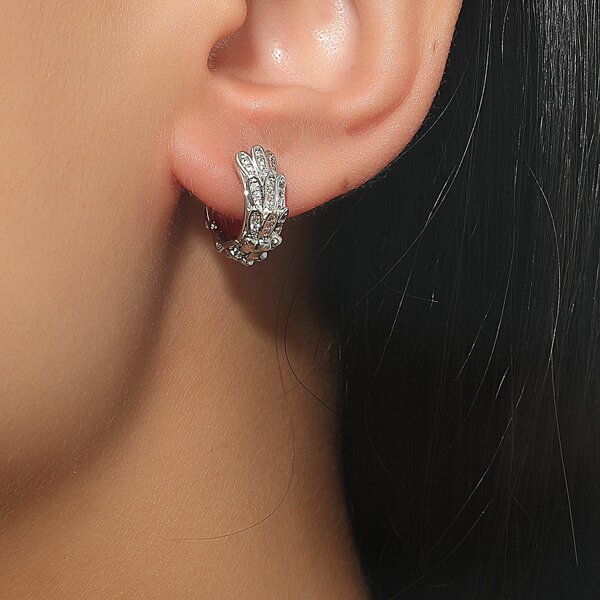 

Zircon Decor Earrings, Silver