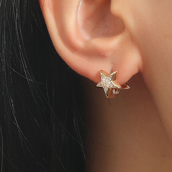

Zircon Star Decor Earrings, Gold