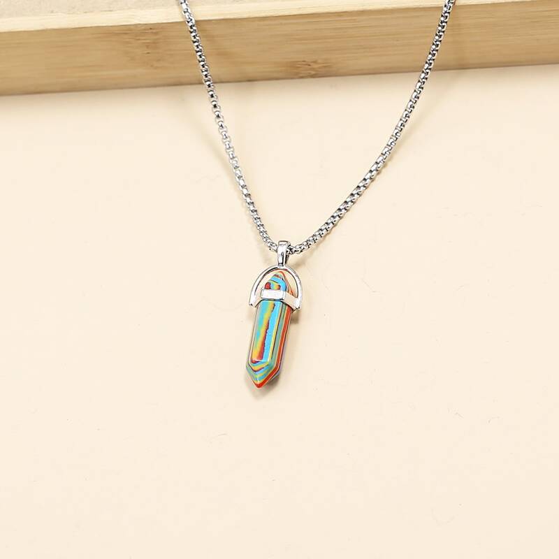 

Guys Geo Stone Charm Necklace, Multicolor