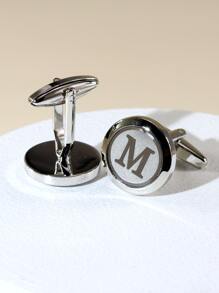 時尚流行男士金屬袖扣銅質首飾禮物和時尚外觀 - 銀色 - 查看 2