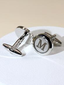 時尚流行男士金屬袖扣銅質首飾禮物和時尚外觀 - 銀色 - 查看 3