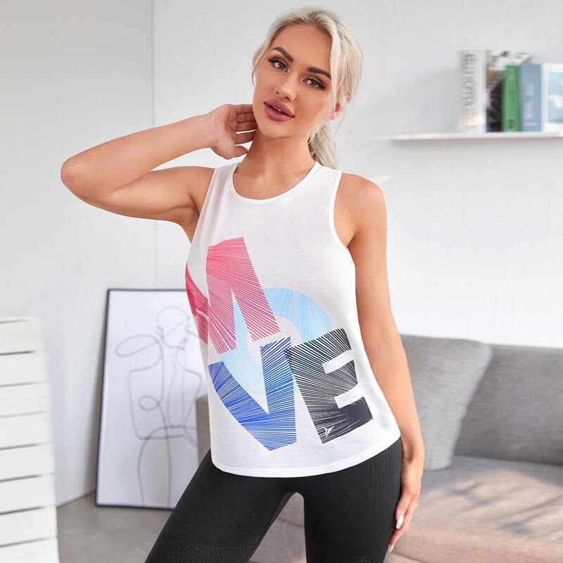 

Letter Graphic Sports Tank Top, White