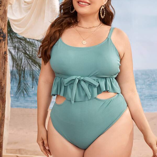 

Plus Ruffle One Piece Swimsuit, Green