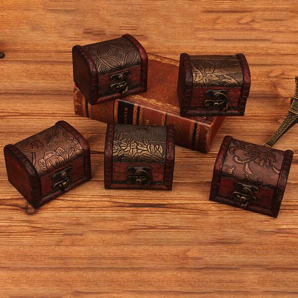 

1pc Vintage Jewelry Storage Box, Redwood