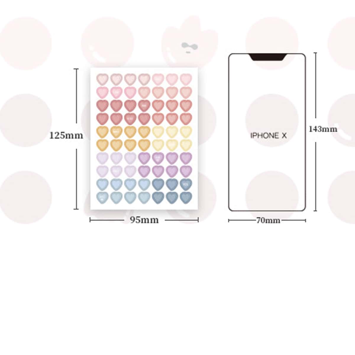 

3sheets Heart Sticker, Multicolor