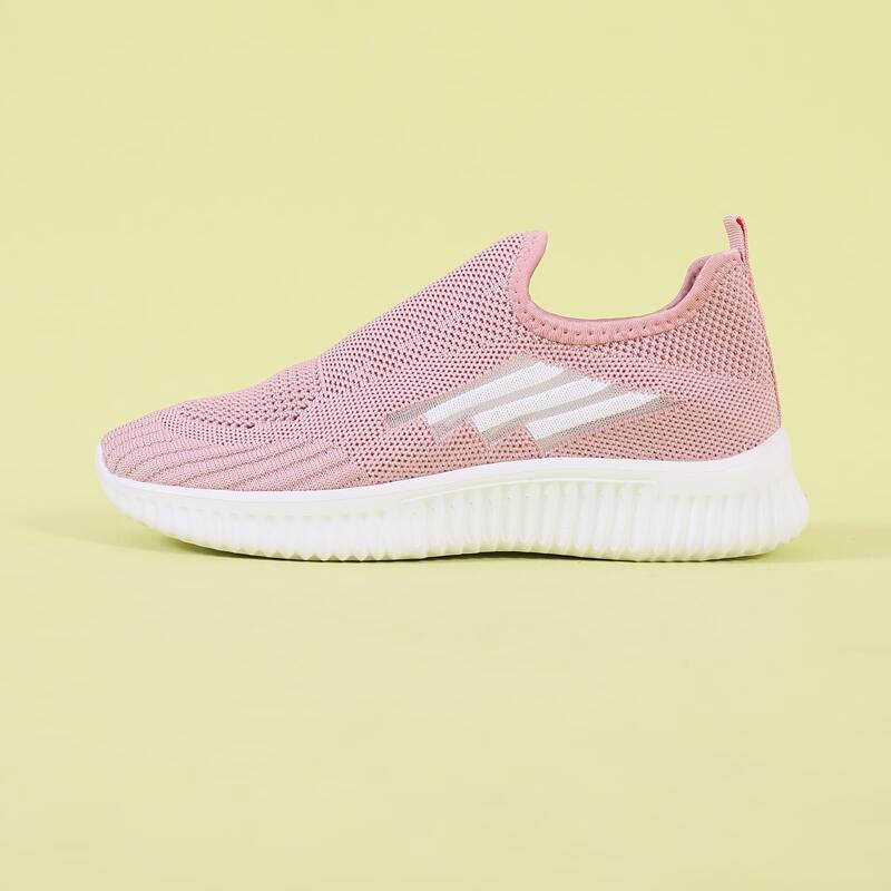 

Striped Pattern Knit Slip On Sneakers, Pink