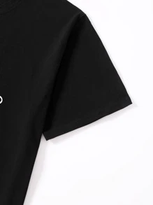 Calvaya 大碼字母和心形圖案T恤 - 黑色 - 查看 3