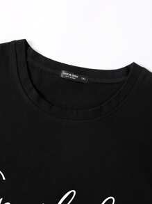 Calvaya 大碼字母和心形圖案T恤 - 黑色 - 查看 4